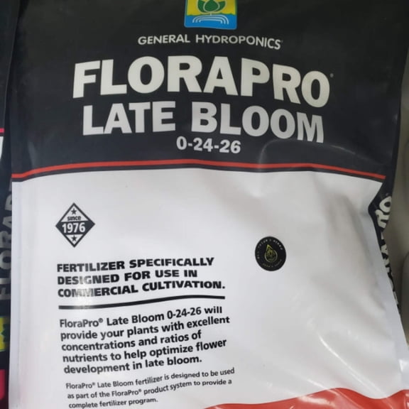 General Hydroponics FloraPro Late Bloom 0-24-26 Soluble Fertilizer for Commercial Cultivation, Professional Powder Plant Nutrient, 25 lb