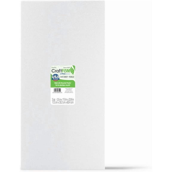 Floracraft Styrofoam Sheet Pkg 1/2x12x24" 3pc Wht