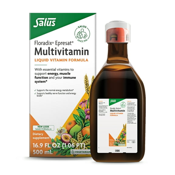 Floradix Epresat Adult Liquid Multivitamin - Herbal Supplement - Daily Supplement with Vitamin A, D, B6, Milk Thistle & More - Supports Energy & Liver Health - Vegetarian, Non-GMO - 16.9 fl oz
