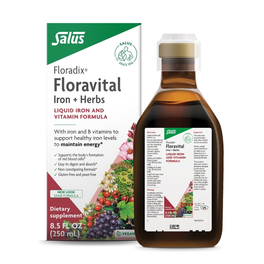 Floradix Floravital Iron And Herbs Liquid Vegetarian Supplement, Support Energy, 8.5 Oz, 6 Pack