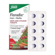 Floradix Iron Tablets - Iron Supplement with B Vitamins, Folic Acid, Vitamin C & More - Energy Support - Vegetarian & Gluten-Free - 80 Tablets 80 Servings