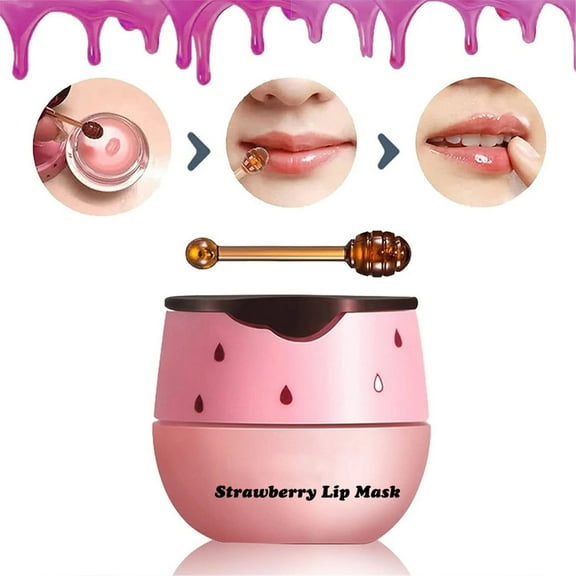 Florafeary Strawberry Lip Mask & Lipstick - Moisturizing, Improves Lip Lines, Dead Skin Removal, Hydrating Lip Balm 5.5g, Travel Friendly, Soft & Smooth Lips, Women Gift Wedding, H Makeup Organizers