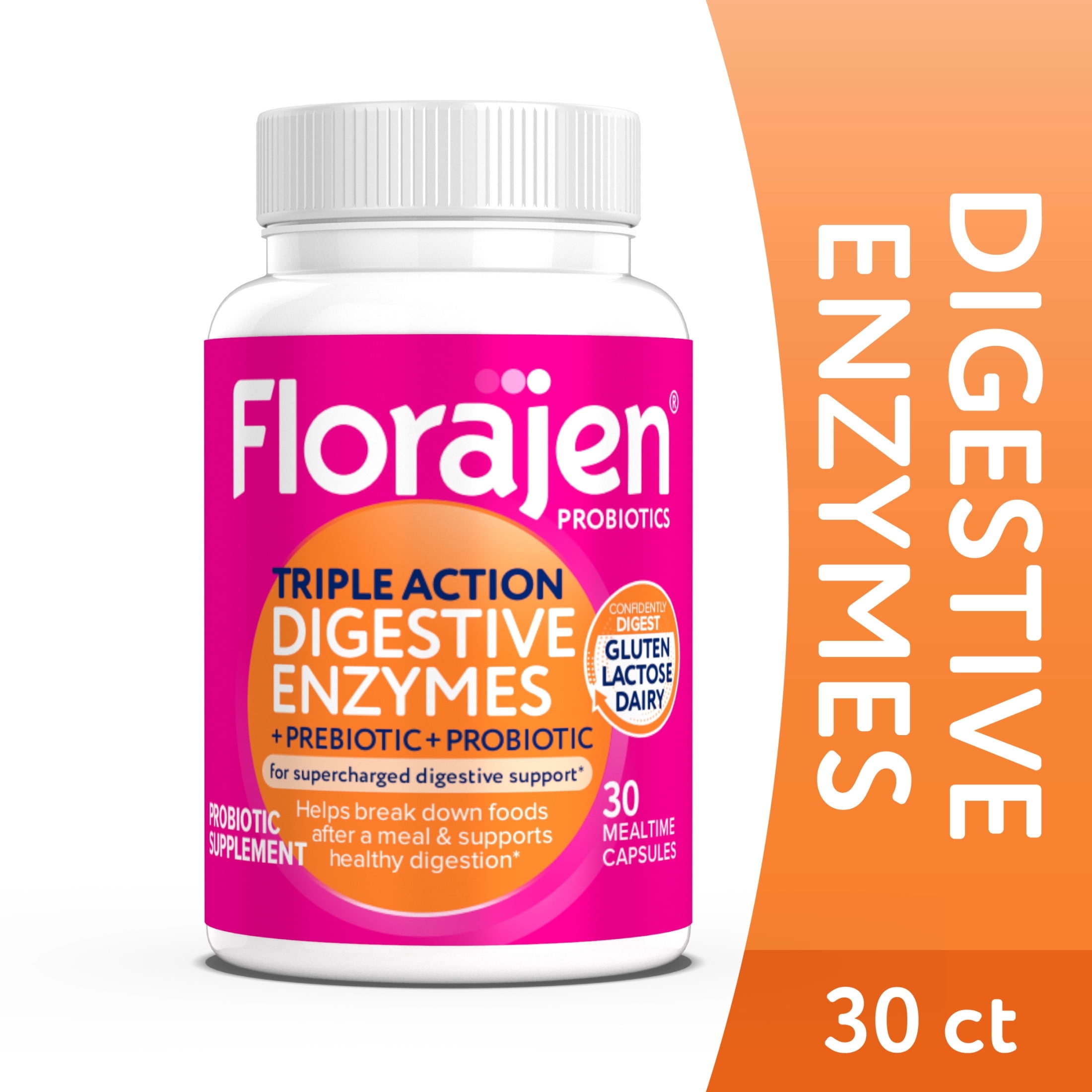Florajen Digestive Enzymes with Probiotics & Prebiotics - Enzyme Supplement for Gut Health, Bloating, & Gas Relief