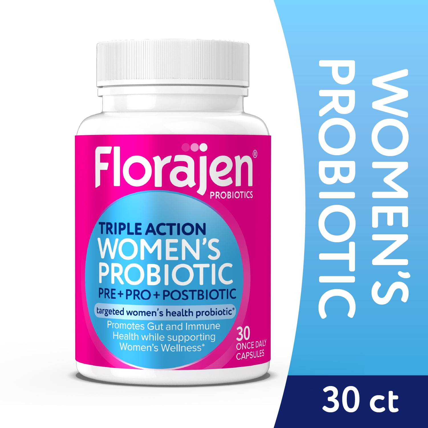 Florajen Triple Action Women's Probiotic, Adult Immune Support & Digestive Supplement, 30 Count