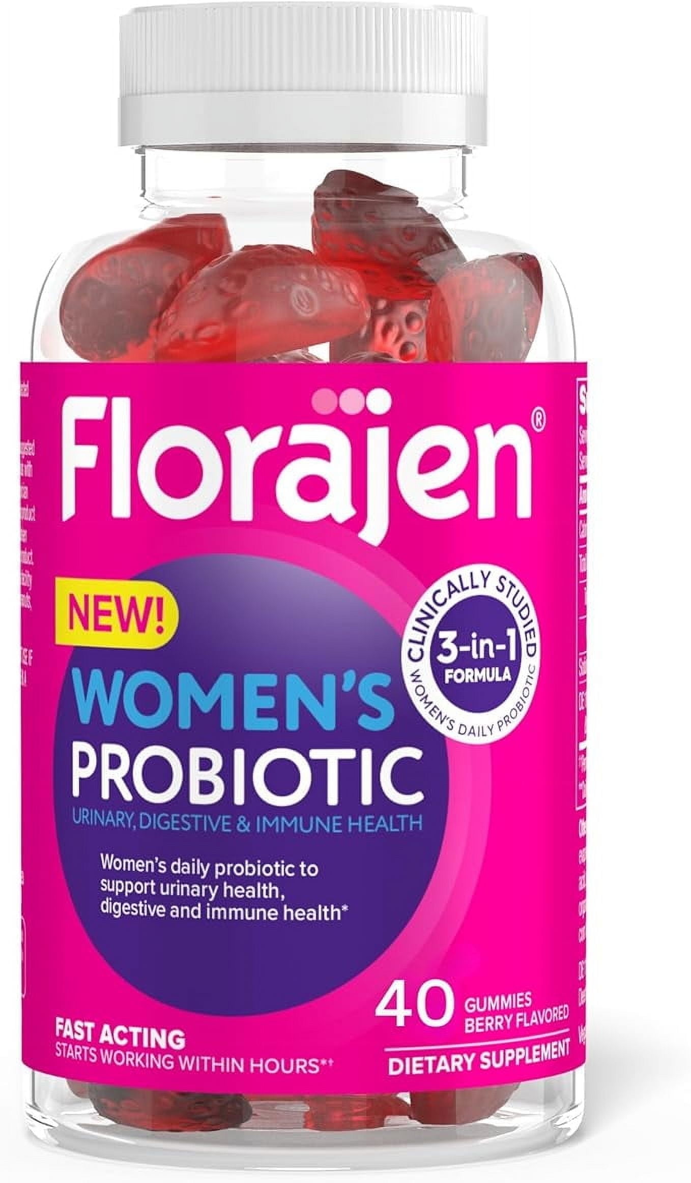 Florajen Berry Flavored Women's Probiotic 40 Gummies - Walmart.com