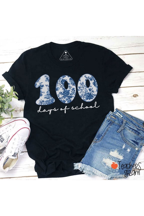 Floral 100 Days Of School Teacher T-Shirt, Vintage T-Shirt - All Sizes S-5Xl, Gategoo