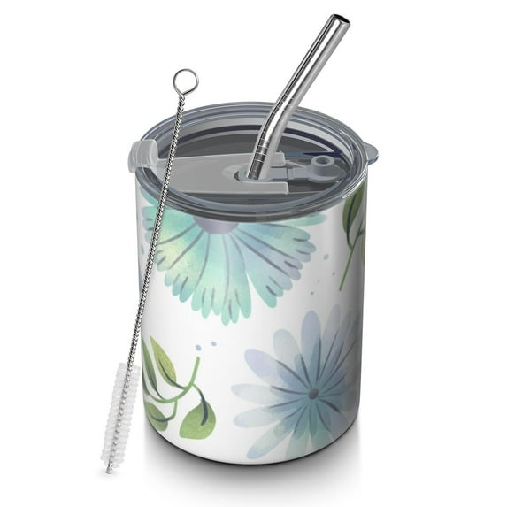 Floral 12oz Stainless Steel Coffee Mug – Double-Wall Insulated Cup with Spill-Resistant Lid, 360° Full-Print Design, Keeps Drinks Hot & Cold for Home, Office, Travel,Thanksgiving,Christmas, Spring