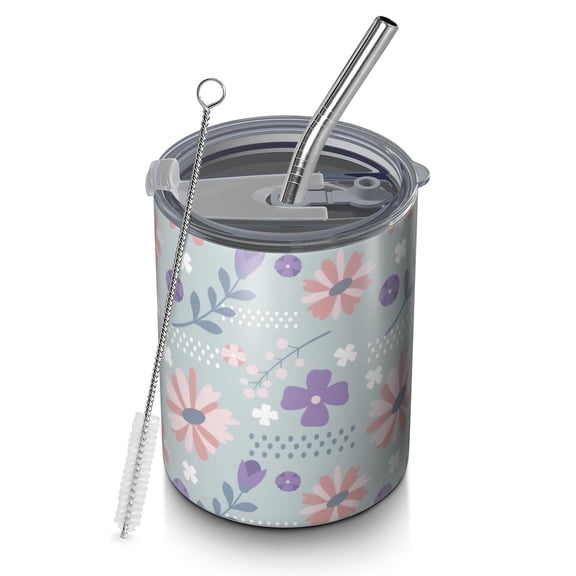 Floral 12oz Stainless Steel Coffee Mug – Double-Wall Insulated Cup with Spill-Resistant Lid, 360° Full-Print Design, Keeps Drinks Hot & Cold for Home, Office, Travel,Thanksgiving,Christmas, Spring