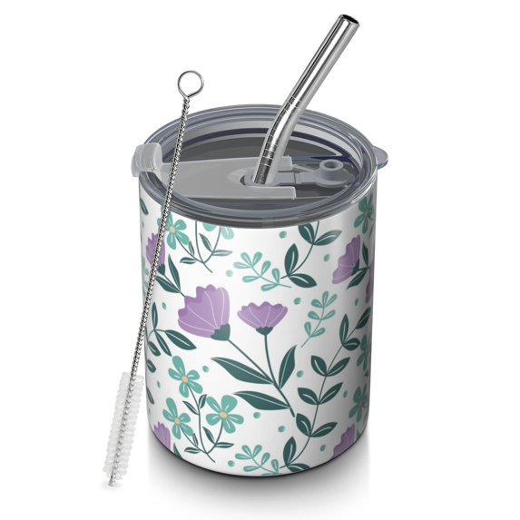 Floral 12oz Stainless Steel Coffee Mug – Double-Wall Insulated Cup with Spill-Resistant Lid, 360° Full-Print Design, Keeps Drinks Hot & Cold for Home, Office, Travel,Thanksgiving,Christmas, Spring
