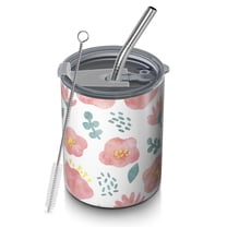 Floral 12oz Stainless Steel Coffee Mug – Double-Wall Insulated Cup with Spill-Resistant Lid, 360° Full-Print Design, Keeps Drinks Hot & Cold for Home, Office, Travel,Thanksgiving,Christmas, Spring