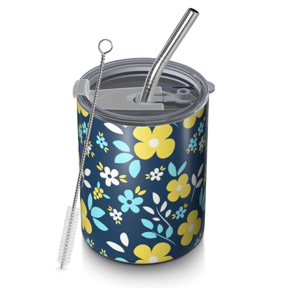 Floral 12oz Stainless Steel Coffee Mug – Double-Wall Insulated Cup with Spill-Resistant Lid, 360° Full-Print Design, Keeps Drinks Hot & Cold for Home, Office, Travel,Thanksgiving,Christmas, Spring