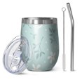 thumbnail image 1 of Floral 12oz Stainless Steel Insulated Wine Tumbler with Lid and Straw – Double Wall Vacuum Mug for Hot & Cold Drinks, 304 Steel Interior, Sweat-Free Design,Thanksgiving,Christmas, Spring,Flower, 1 of 5