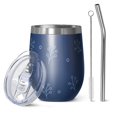 thumbnail image 1 of Floral 12oz Stainless Steel Insulated Wine Tumbler with Lid and Straw – Double Wall Vacuum Mug for Hot & Cold Drinks, 304 Steel Interior, Sweat-Free Design,Thanksgiving,Christmas, Spring,Flower, 1 of 5