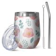 thumbnail image 1 of Floral 12oz Stainless Steel Insulated Wine Tumbler with Lid and Straw – Double Wall Vacuum Mug for Hot & Cold Drinks, 304 Steel Interior, Sweat-Free Design,Thanksgiving,Christmas, Spring,Flower, 1 of 5