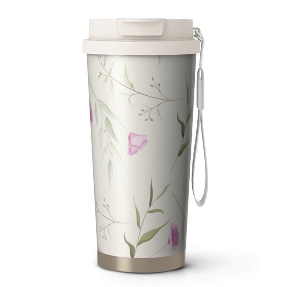 Floral 18oz Double Drinking Coffee Mug – Vacuum Insulated Stainless Steel Travel Cup with Leakproof Lid, 316 Steel Thermos Tumbler for Hot & Cold Beverages,Thanksgiving,Christmas, Spring,Flower