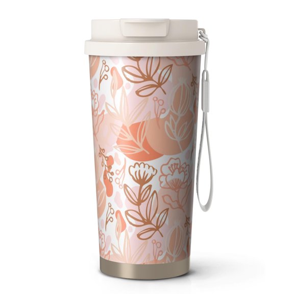 Floral 18oz Double Drinking Coffee Mug – Vacuum Insulated Stainless Steel Travel Cup with Leakproof Lid, 316 Steel Thermos Tumbler for Hot & Cold Beverages,Thanksgiving,Christmas, Spring,Flower