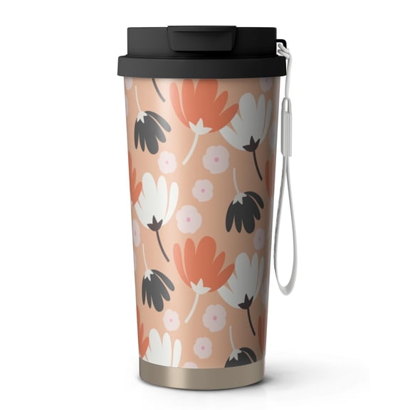 Floral 18oz Double Drinking Coffee Mug – Vacuum Insulated Stainless Steel Travel Cup with Leakproof Lid, 316 Steel Thermos Tumbler for Hot & Cold Beverages,Thanksgiving,Christmas, Spring,Flower