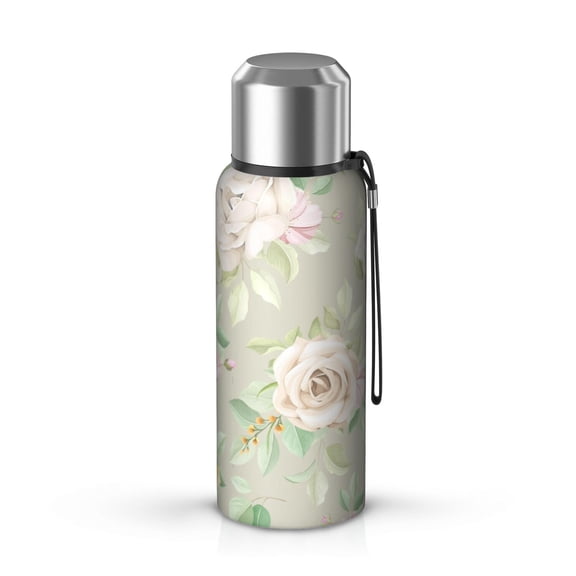 Floral 20oz Stainless Steel Thermal Bottle with Tea Filter and Cup Lid, Vacuum Insulated Coffee Mug with 316L Inner Liner, Leakproof Travel Thermos for Office,Thanksgiving,Christmas, Spring,Flower