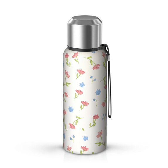 Floral 20oz Stainless Steel Thermal Bottle with Tea Filter and Cup Lid, Vacuum Insulated Coffee Mug with 316L Inner Liner, Leakproof Travel Thermos for Office,Thanksgiving,Christmas, Spring,Flower