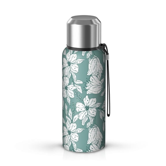 Floral 20oz Stainless Steel Thermal Bottle with Tea Filter and Cup Lid, Vacuum Insulated Coffee Mug with 316L Inner Liner, Leakproof Travel Thermos for Office,Thanksgiving,Christmas, Spring,Flower