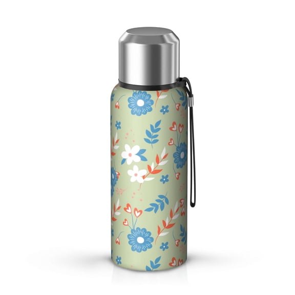 Floral 20oz Stainless Steel Thermal Bottle with Tea Filter and Cup Lid, Vacuum Insulated Coffee Mug with 316L Inner Liner, Leakproof Travel Thermos for Office,Thanksgiving,Christmas, Spring,Flower