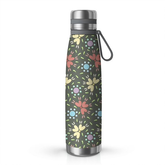 Floral 29oz Stainless Steel Insulated Thermos with Tea Filter, 360° Printed Travel Bottle, Leakproof BPA-Free,Anti-Slip Base, 304 Inner & 201 Outer, Vacuum Cup,Thanksgiving,Christmas, Spring,Flower