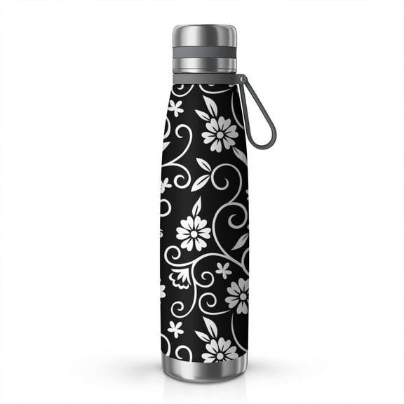 Floral 29oz Stainless Steel Insulated Thermos with Tea Filter, 360° Printed Travel Bottle, Leakproof BPA-Free,Anti-Slip Base, 304 Inner & 201 Outer, Vacuum Cup,Thanksgiving,Christmas, Spring,Flower