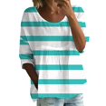 thumbnail image 1 of Floral 3/4 Sleeve Crewneck Tee, Women's Floral Print T Shirt Half Sleeved Round Neck Shirt 3/4 Sleeved T Shirt Loose Large Size T Shirt Green, Xl, 1 of 5