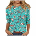 thumbnail image 1 of Floral 3/4 Sleeve Tops for Women Loose Plus Size Tunic Blouses Casual Crewneck Tshirts Dressy Flowy Tunics Dressy Work Office Costume 2025, 1 of 5