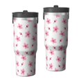thumbnail image 1 of Floral 30oz Handheld Travel Tumbler with Handle – Double Wall Stainless Steel Insulated Cup, Flip Straw Lid, Leak-Proof & BPA-Free, Durable Hot & Cold Drink Mug,Thanksgiving, Xmas, Spring ,Flower, 1 of 6