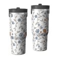 thumbnail image 1 of Floral 30oz Handheld Travel Tumbler with Handle – Double Wall Stainless Steel Insulated Cup, Flip Straw Lid, Leak-Proof & BPA-Free, Durable Hot & Cold Drink Mug,Thanksgiving, Xmas, Spring ,Flower, 1 of 6