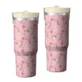 thumbnail image 1 of Floral 30oz Handheld Travel Tumbler with Handle – Double Wall Stainless Steel Insulated Cup, Flip Straw Lid, Leak-Proof & BPA-Free, Durable Hot & Cold Drink Mug,Thanksgiving, Xmas, Spring ,Flower, 1 of 6