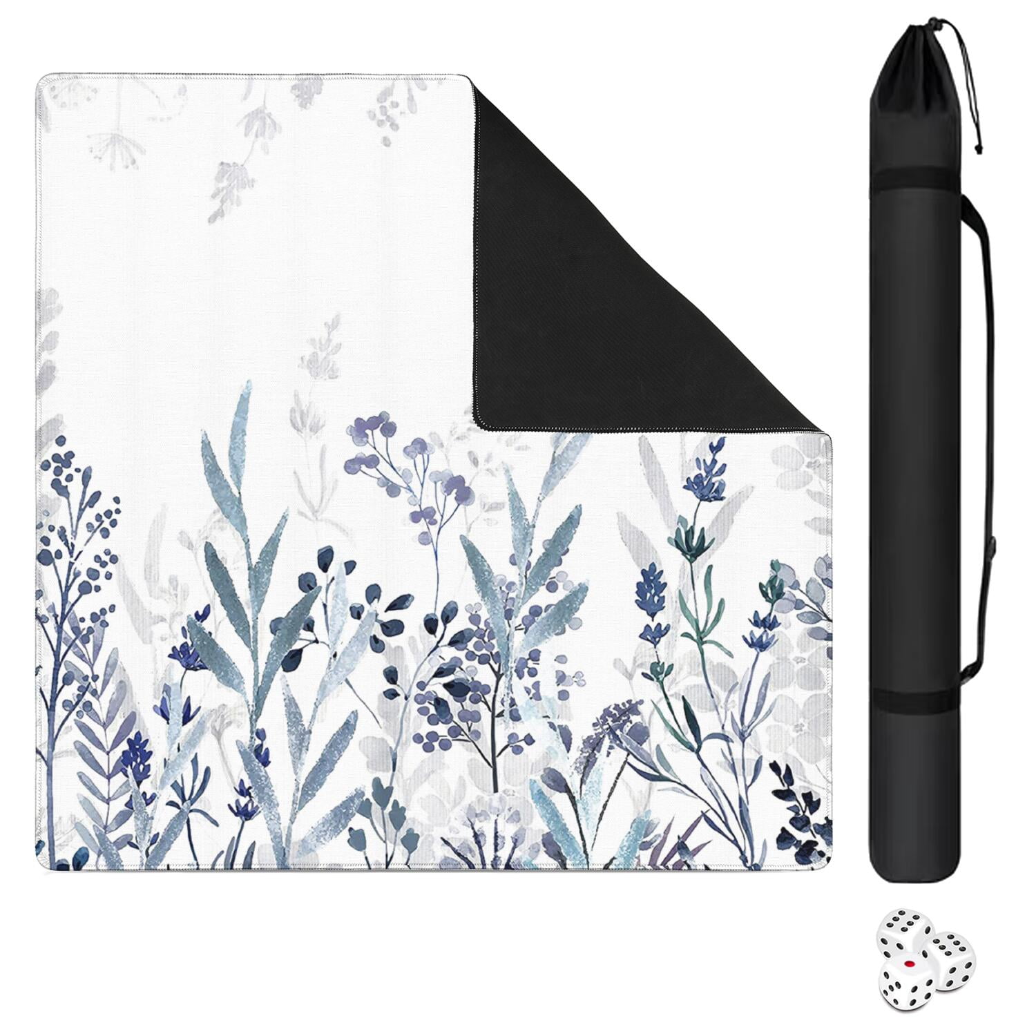 Floral 31.5x31.5 Inch Rubber Game Mat Creates a Perfect Mahjong Playing Surface with Enhanced Non-Slip and Noise Control
