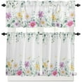 thumbnail image 1 of Floral 3pcs Kitchen Curtain Valance and Tiers Set, Small Window Valance Curtain Insulated Blackout Drapes with 2 Tiers Curtains for Kitchen Bathroom, Colorful Flowers Butterflies Eucalyptus Leaves, 1 of 6