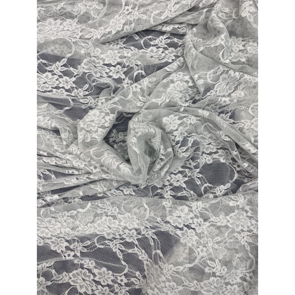 Floral 4-Way Stretch Nylon/Spandex Lace, Silver