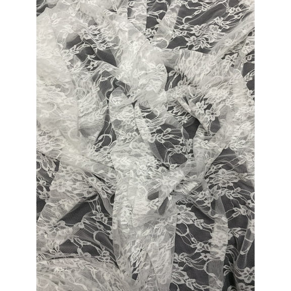 Floral 4-Way Stretch Nylon/Spandex Lace, White
