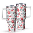 thumbnail image 1 of Floral 40oz Tumbler– Stainless Steel Insulated Tumbler with Handle and Straw, Large Capacity Travel Cup for Hot & Cold Drinks,Thanksgiving,Christmas, Spring,Flower, 1 of 6
