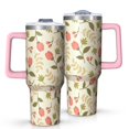 thumbnail image 1 of Floral 40oz Tumbler– Stainless Steel Insulated Tumbler with Handle and Straw, Large Capacity Travel Cup for Hot & Cold Drinks,Thanksgiving,Christmas, Spring,Flower, 1 of 6
