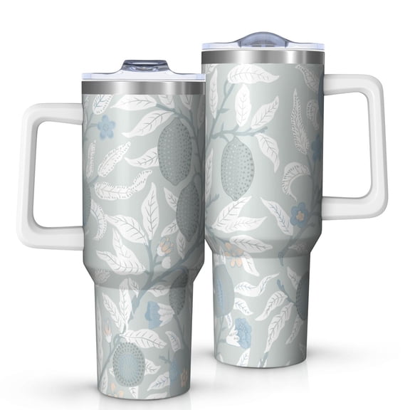 Floral 40oz Tumbler– Stainless Steel Insulated Tumbler with Handle and Straw, Large Capacity Travel Cup for Hot & Cold Drinks,Thanksgiving,Christmas, Spring,Flower