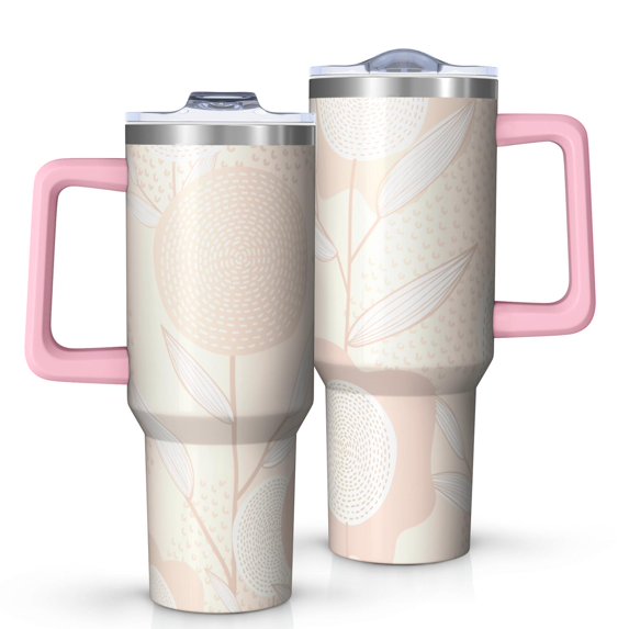 Floral 40oz Tumbler– Stainless Steel Insulated Tumbler with Handle and Straw, Large Capacity Travel Cup for Hot & Cold Drinks,Thanksgiving,Christmas, Spring,Flower