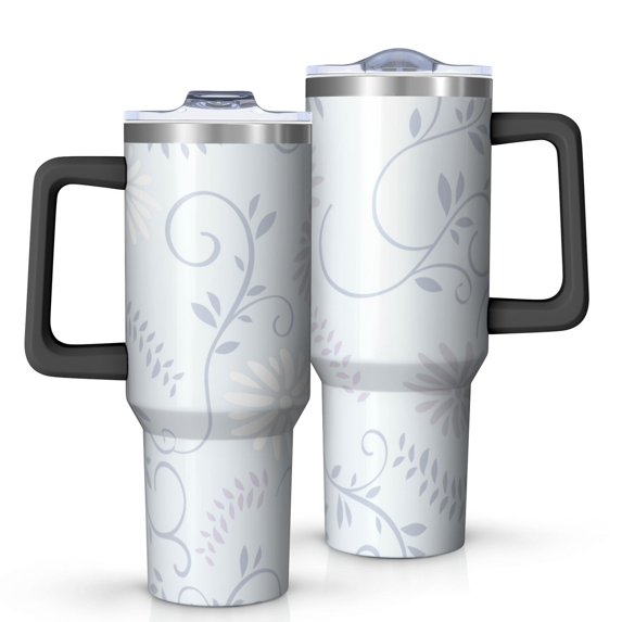 Floral 40oz Tumbler– Stainless Steel Insulated Tumbler with Handle and Straw, Large Capacity Travel Cup for Hot & Cold Drinks,Thanksgiving,Christmas, Spring,Flower