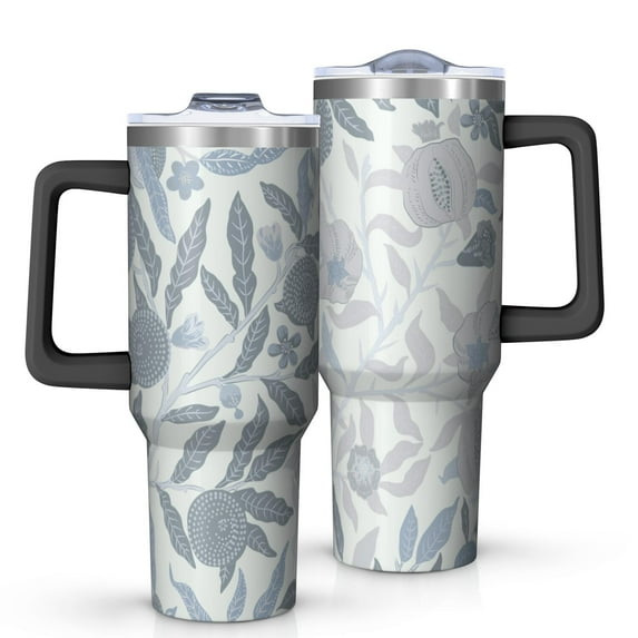Floral 40oz Tumbler– Stainless Steel Insulated Tumbler with Handle and Straw, Large Capacity Travel Cup for Hot & Cold Drinks,Thanksgiving,Christmas, Spring,Flower