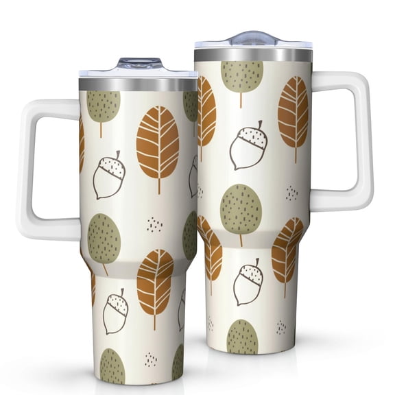 Floral 40oz Tumbler– Stainless Steel Insulated Tumbler with Handle and Straw, Large Capacity Travel Cup for Hot & Cold Drinks,Thanksgiving,Christmas, Spring,Flower