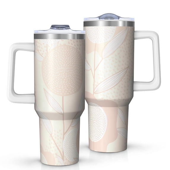 Floral 40oz Tumbler– Stainless Steel Insulated Tumbler with Handle and Straw, Large Capacity Travel Cup for Hot & Cold Drinks,Thanksgiving,Christmas, Spring,Flower