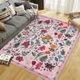 thumbnail image 1 of Floral 5x7 Area Rug Machine Washable Soft Print Boho Carpet Non Slip Low Pile Flower Area Rugs for Living Room Bedroom Dining Room Pink, 1 of 7