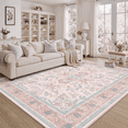 thumbnail image 1 of Floral 5x7 Area Rug, Machine Washable, Soft Vintage Floral Rug Non Slip Stain Resistant for Living Room, Bedroom, Dining Room -Pink, 1 of 7