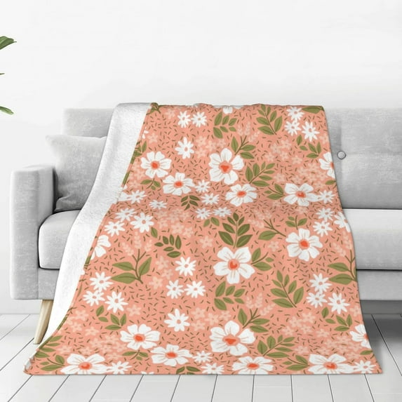Floral 8 Flannel Plush,Throw Blanket for Couch Sofa Bed,Warm Elegant Fuzzy Flannel Blanket for Kid Baby Adults,Ultra Soft and Comfy Wrinkle Resistant