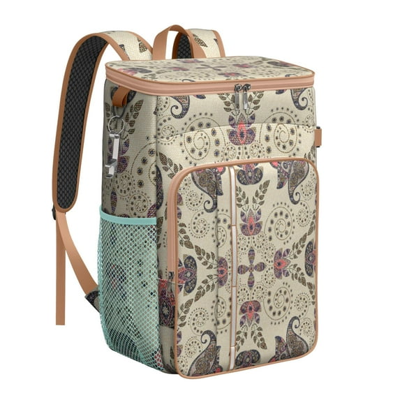 Floral Abstract Art Cooler Backpack - Insulated 20L Lunch Bag with Long-Lasting Insulation, Great for Beachgoers & Students