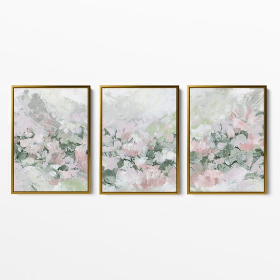 Floral Abstract Triptych Flowers in Full Bloom Art Prints or Canvases Poster Set 3