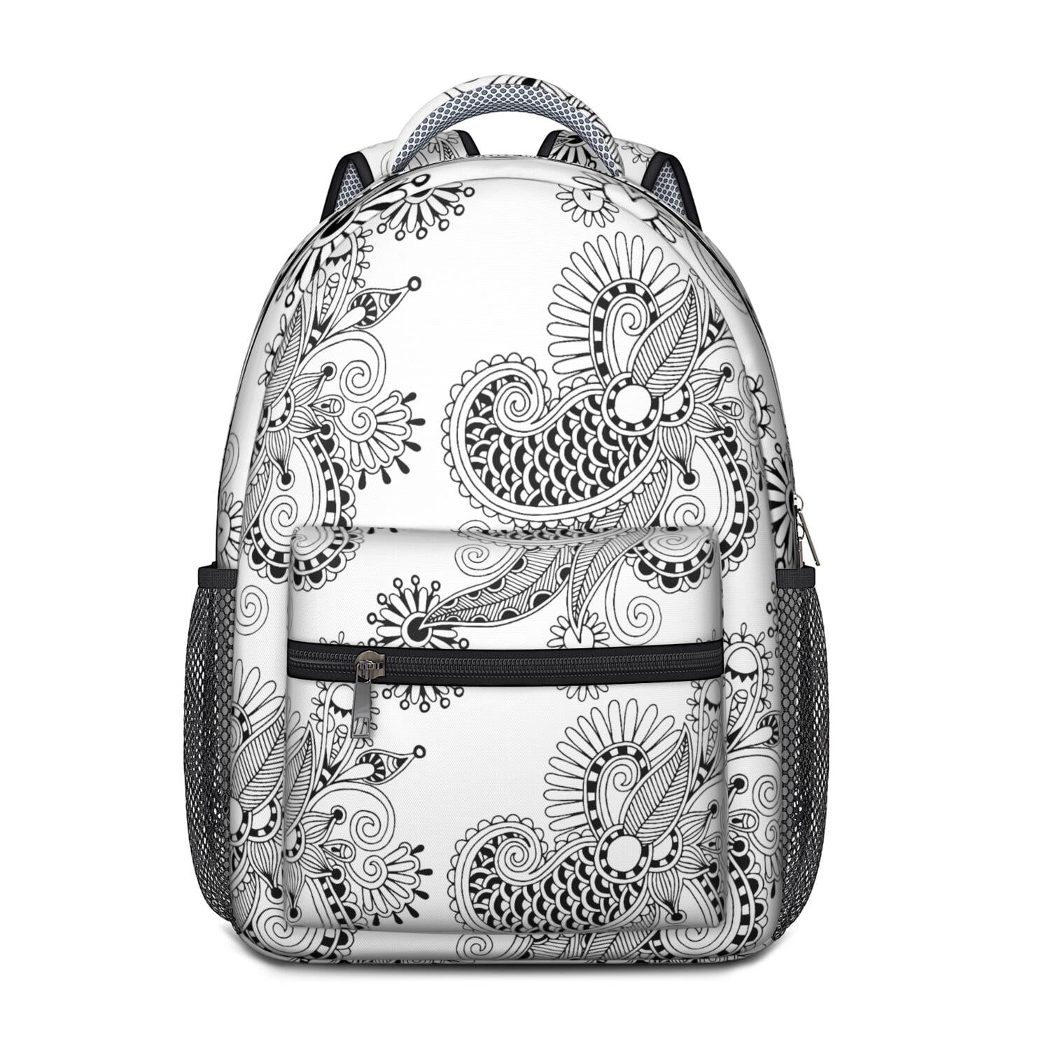 Floral Abstract Waterproof Backpack - Stylish Ergonomic School Bag with Organized Storage Pockets